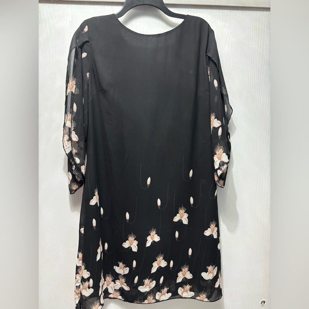 Grace Karen Black Dress with Floral Sheer sleeves